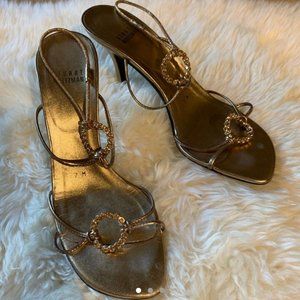 Vintage Gold Stuart Weitzman Strap Heels
